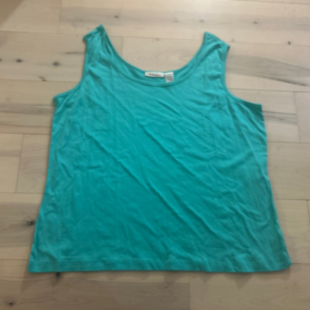 Roaman's 3X Relaxed Pullover Crochet Top And Tank Minty Teal Medallion Cotton - Picture 8 of 10